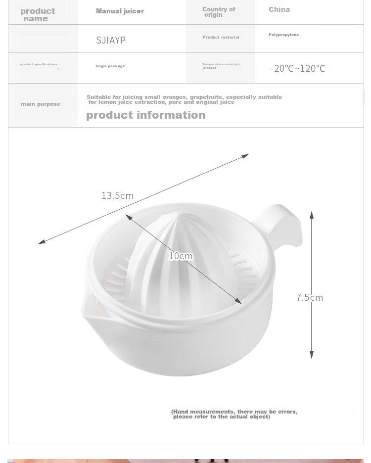 Dipuer Manual Juicer, Home-Use Orange Squeezer Cup, Portable Lemon Press, Hand-Cranked Fruit Juice Extractor 2