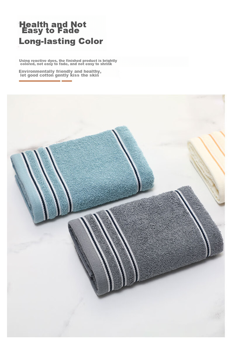 Grace 7A Antibacterial Class A Towel, Pure Cotton, Sports Striped Adult Face Towel, Long-Staple Cotton, Dark Gray, Single Piece, 70*34cm 10