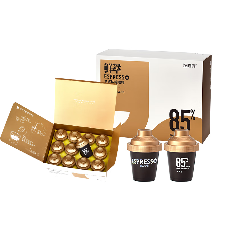 连咖啡 鲜萃意式浓缩冻干胶囊速溶黑咖啡 经典意式 12颗*4g