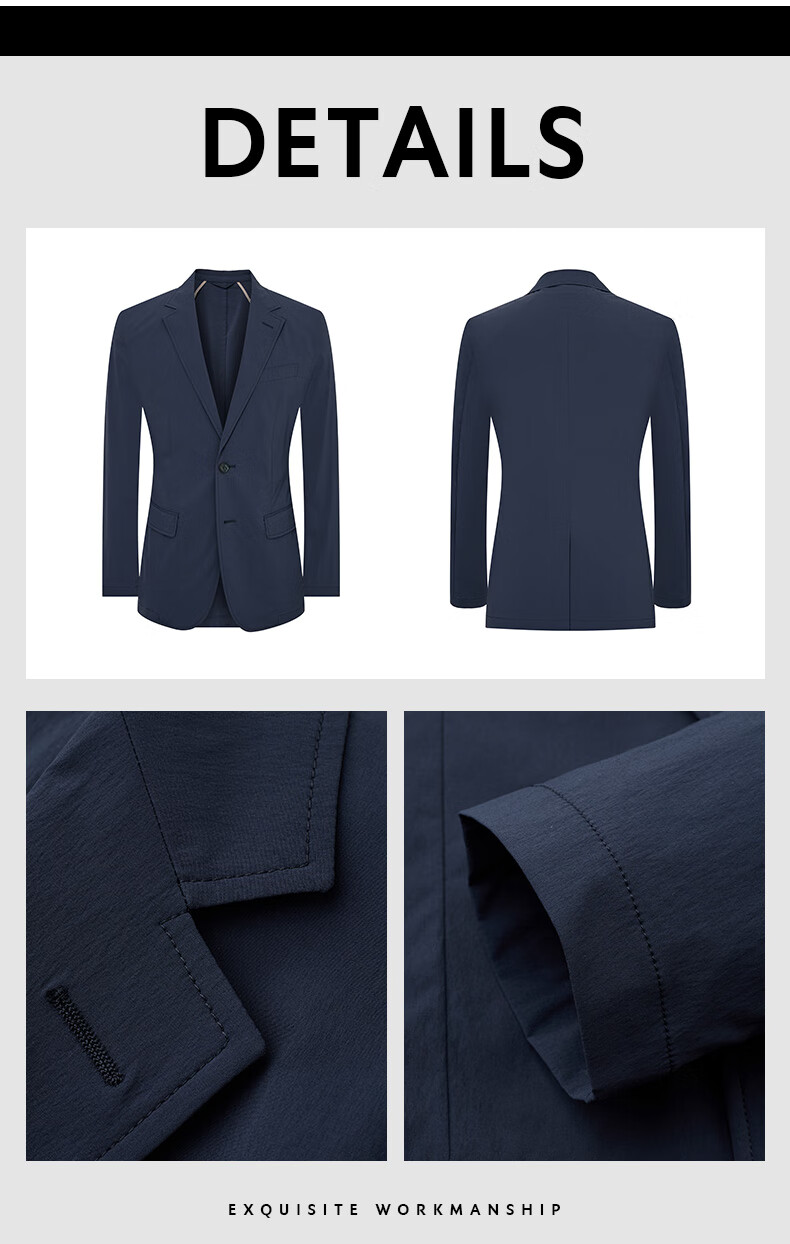 SAINT ANGELO Spring Men's Sports Blazer, Packable Casual Suit Jacket KESU241011U, Navy Blue, Size 52 15