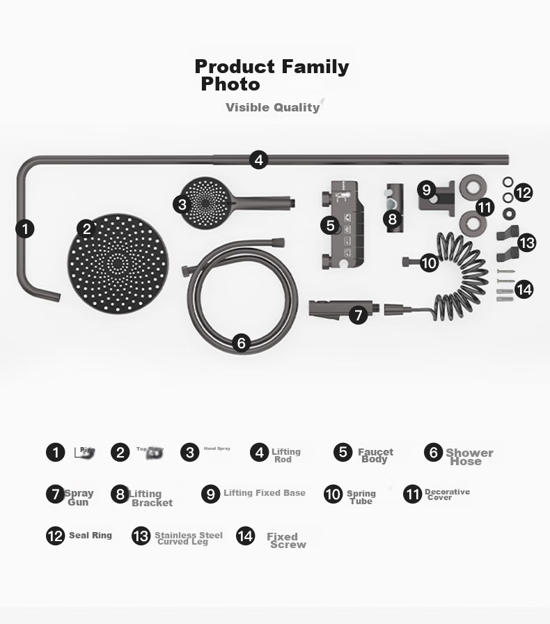 HSPA Shower Set Bathroom Shower Head Three-Piece Gun Gray Piano Key Integrated Sprinkler 5163 18