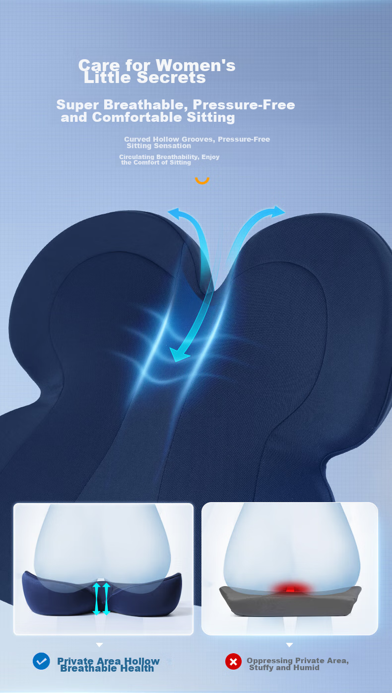 Back2 Cushion, Office Petal-Shaped Buttocks Cushion, Chair Pad, Breathable Memory Foam Tailbone Hemorrhoids Cushio 8