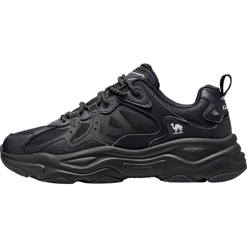 CAMEL Men's Thick-Soled Height-Increasing Cushioned Dad Casual Sports Shoes K15CX4L4018 Black/Castle Gray Size 42