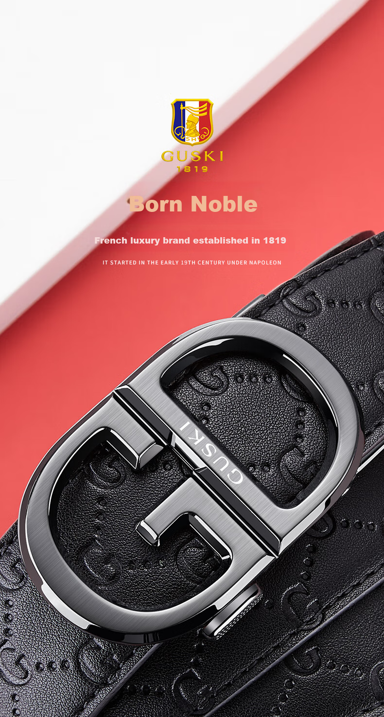 GUSKI Men's Genuine Leather Belt with Automatic Buckle, High-Quality Gift Box, Birthday Present for Boyfriend Or Husband 1