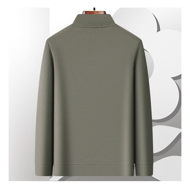 MONTAGUT Spring And Autumn Men's Long-Sleeve Sweatshirt, Semi-Turtleneck, Zipper, Elastic Cotton T-Shirt, Skin-Friendly Top, Jiguolan, 2XL 9