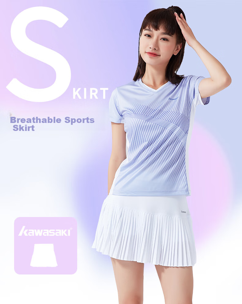 KAWASAKI Badminton Sports Skort for Women, Anti-Exposure Short Skirt S2752, Black, 3XL 1