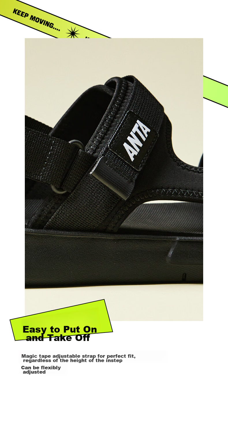 Anta Men's Summer Lightweight Breathable Sandals Soft Sole Casual Sports Beach Slippers 4