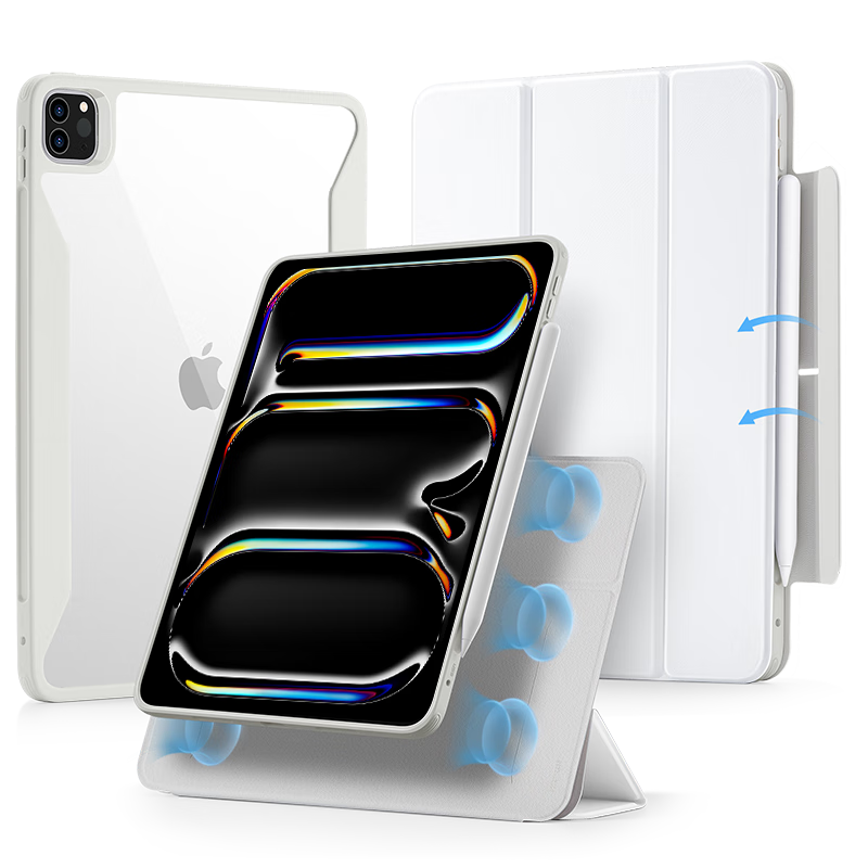 ESR IPad Pro Case for 2025/24 New 11-Inch, M5/4 Magnetic Detachable Cover, Full Protection Anti-Drop Dual-Use Horizontal And Vertical Anti-Stain White
