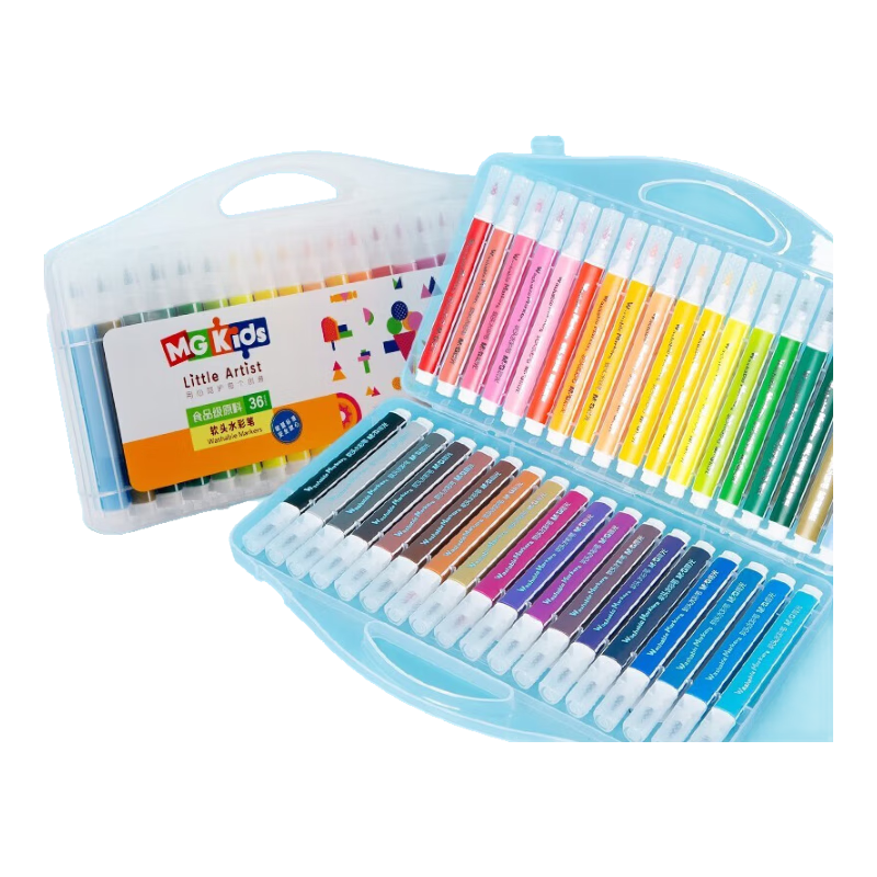 M&G 36-Color Soft-Tip Watercolor Markers, Food-Grade Ingredients, Washable, Safe Cap, Children's Doodle Pens, Drawing Set, ZCPN0386 Watercolor Markers