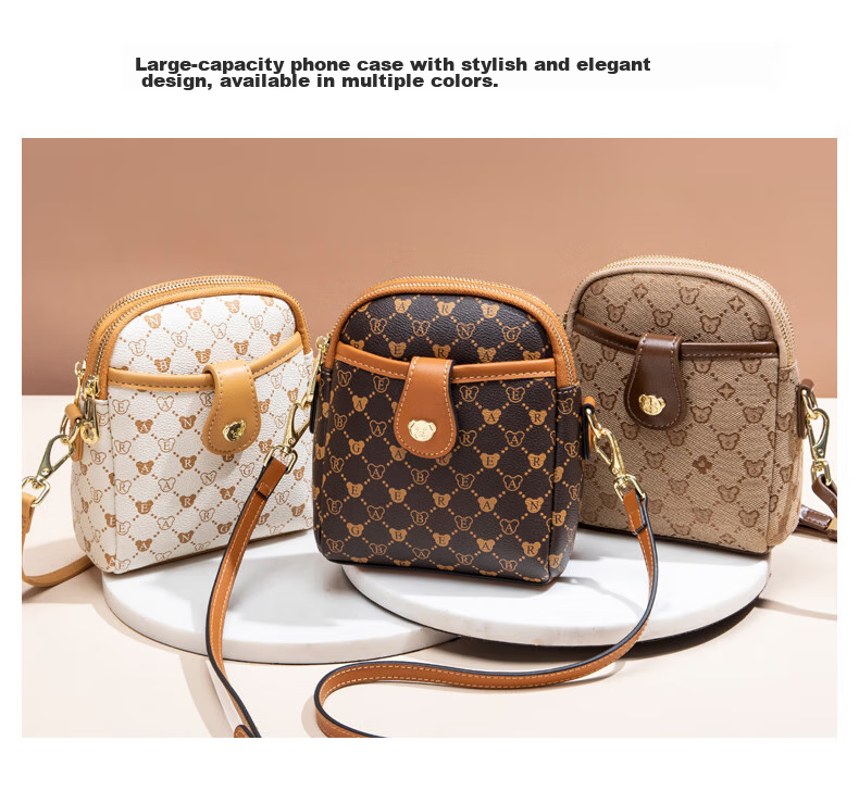 Xiaoxiongyilian Shoulder Crossbody Mini Bag for Women, Phone Pouch, Fashionable Versatile Mini Handbag, Printed Bucket Bag, Valentine's Day Gift 2