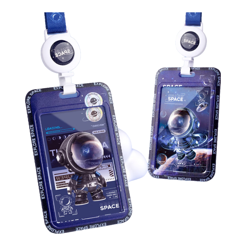 Jinzhi 2-Pack Cool Card Holders, Elementary School Student Bus Pass Pouches, Campus ID Cards, Access Control Cards, Citizen Meal Cards, Anti-Loss Pickup Chest Cards, Kindergarten Retractable School ID Cards with Lanyard And Neck Strap