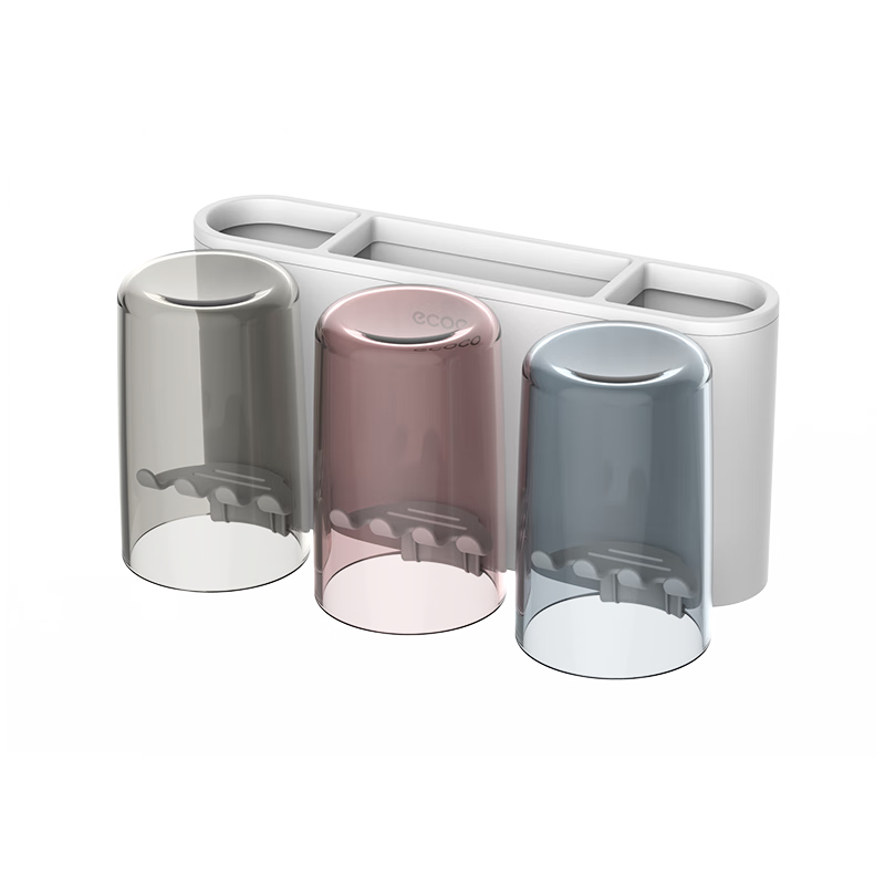 Ecoco Toothbrush Holder, No Drilling Required, Bathroom Wall-Mounted Cup Holder, Multifunctional Storage Rack for Family of Three