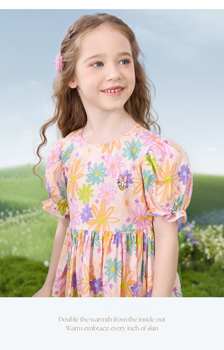Disney Girls' Dress Children's Summer Cotton Princess Floral Dress Stylish Kidswear 2DQ040 Blue Size 160 5