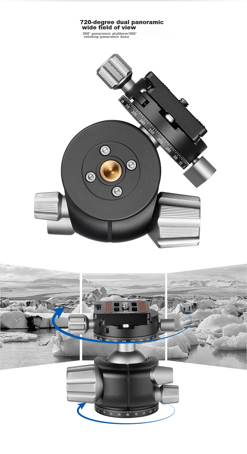 Leofoto Gimbal, Dual Panoramic 360-Degree Clamp, Photography And Videography, Mirrorless And DSLR Camera, Lightweight And Stable Professional Spherical Gimbal, LH-36R 10