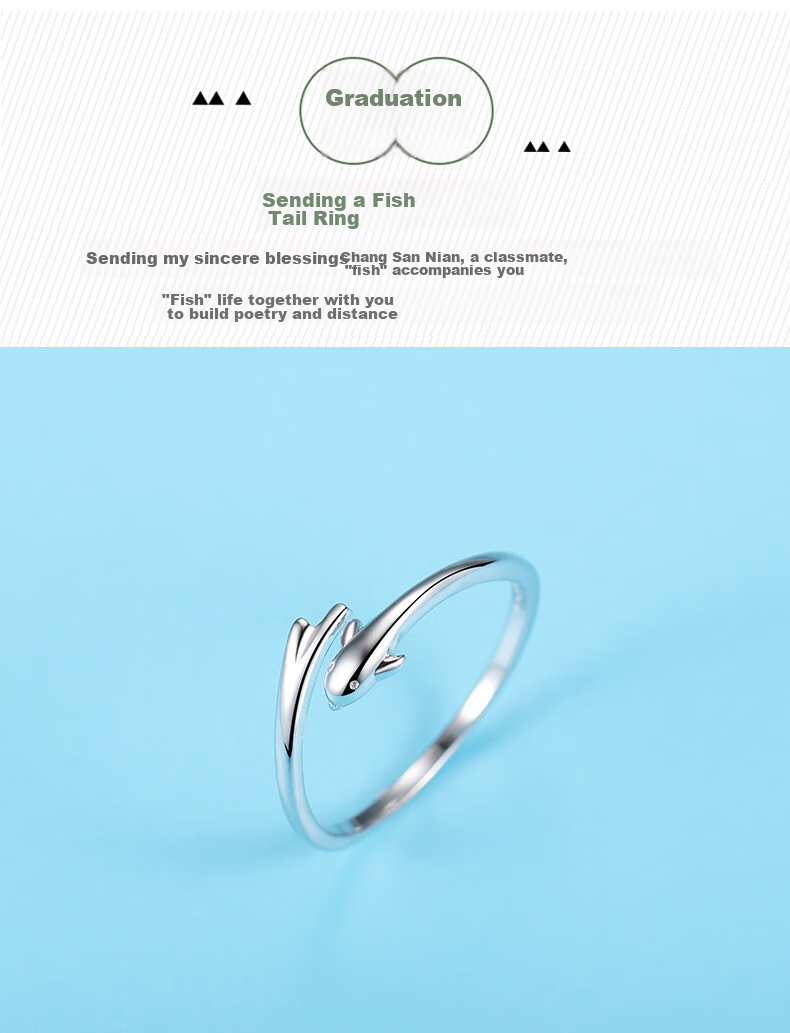 Dijing 925 Silver Ring for Women, Adjustable Size, Korean Style Fashion Jewelry, Single Tail Ring, Finger Ring for Girls, Simple Desig 11