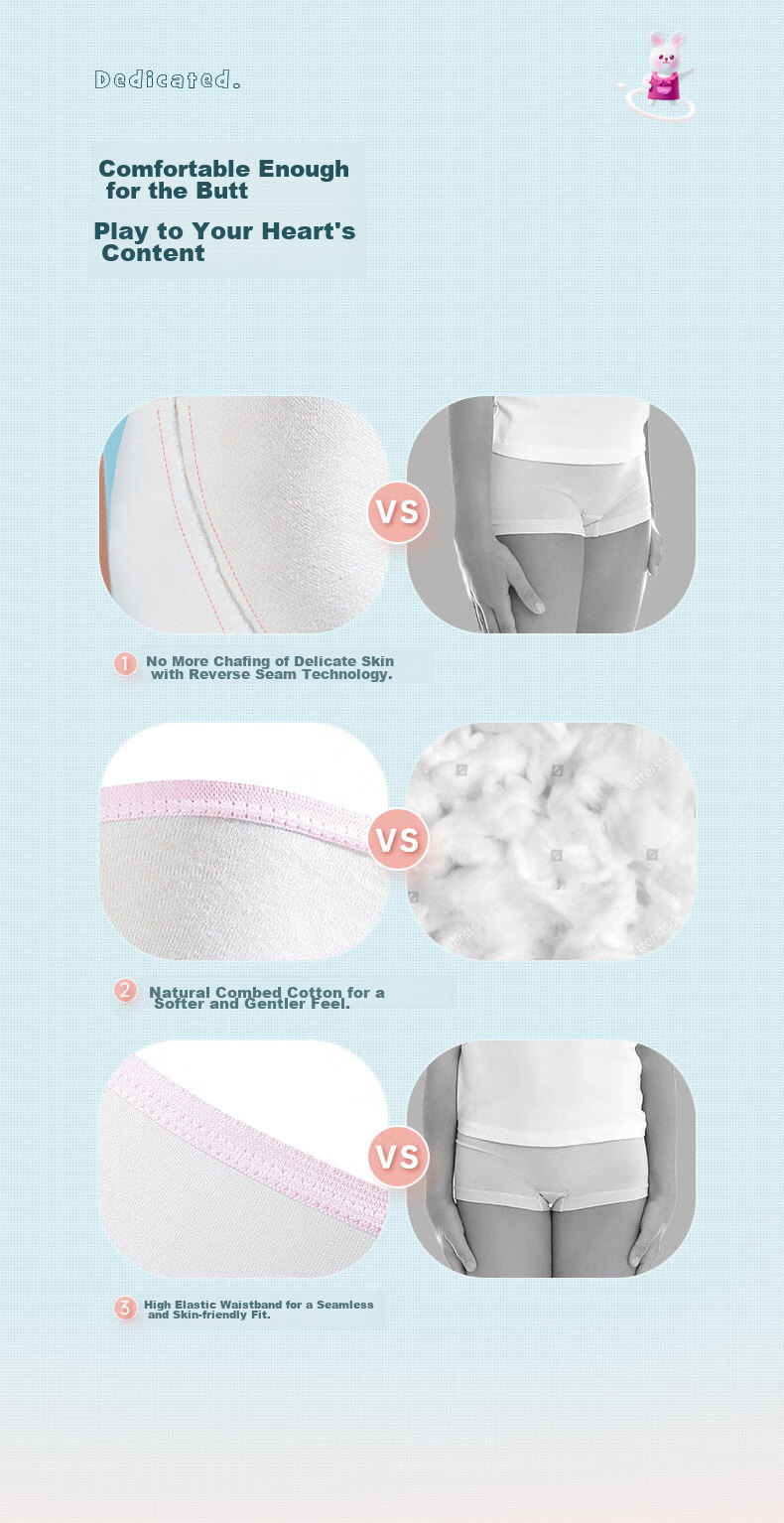 Freego Children's Disposable Underwear, Pure Cotton Sterilized Travel-Ready Baby Boxer Briefs, 4 Pairs Girls' Boyshorts S 10
