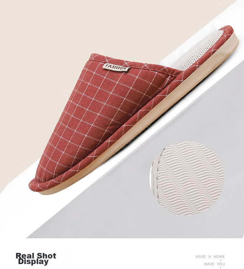 Huameijianbu Versatile Thick-Soled Couple Cotton Slippers for Indoor And Outdoor Use, Fleece-Lined Warm Cotton Slippers HM2258 Brown Size 44-45 14