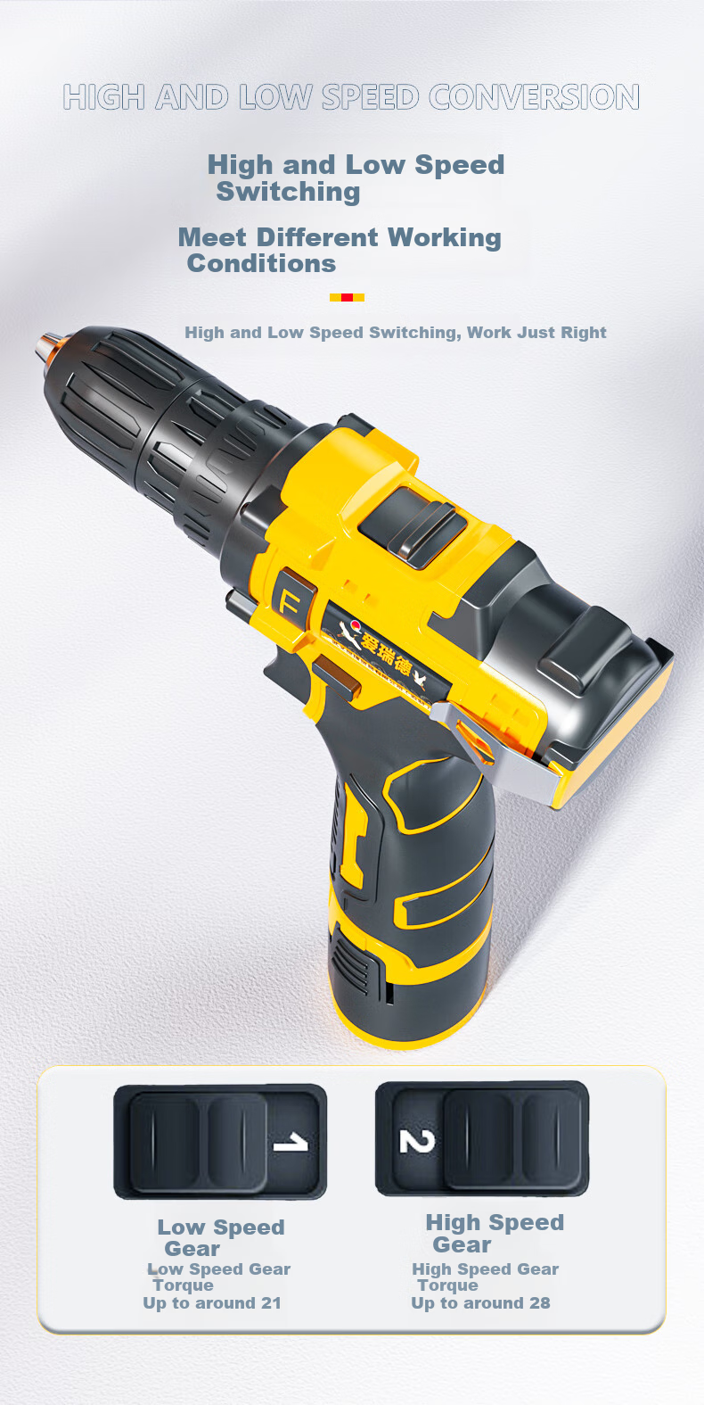 Airuide Electric Drill, Household Rechargeable Drill, Electric Screwdriver, Lithium Battery Pistol Drill, Power Screwdriver, Electric Tool 10