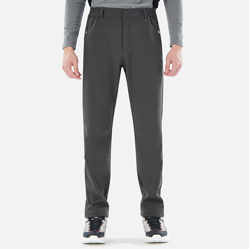 TECTOP Men's Fleece-Lined Warm Windproof Softshell Hiking Pants Dark Gray XL