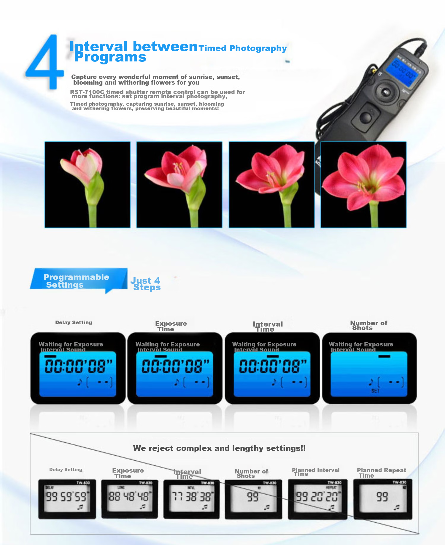 Sidande 7100N1 Timer Cable, DSLR Camera Remote Control, Delay Photography Anti-Shake, Suitable for Nikon D850, D810, D800, D700, D500, D300, D3 9