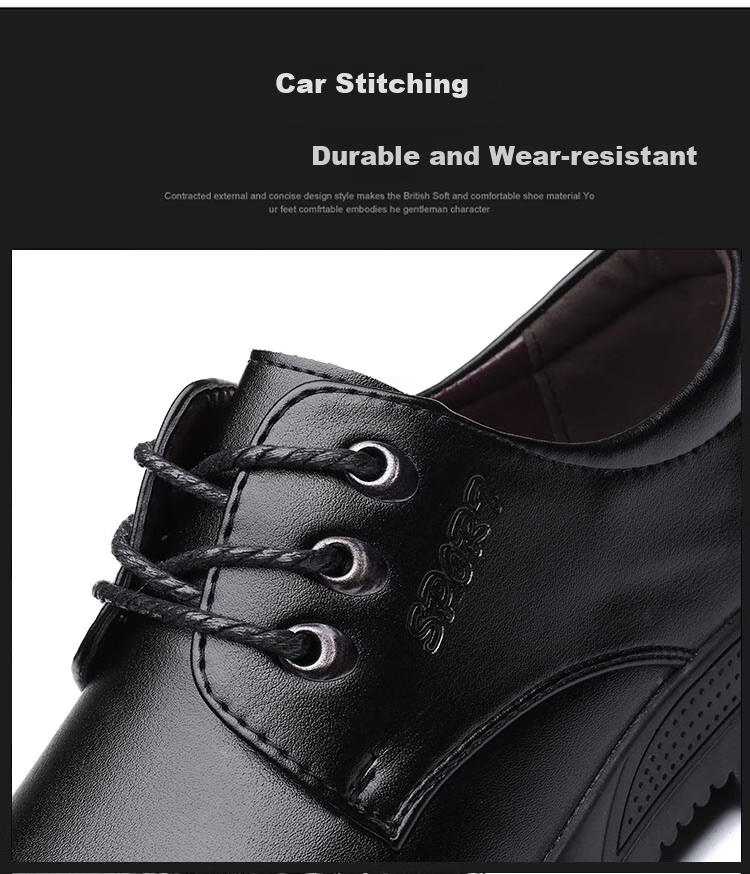BEIOUTU Men's Business Casual Leather Shoes, Formal Comfortable Low-Top Lace-Up British Style Men's Shoes, 581 Black, Size 43 3
