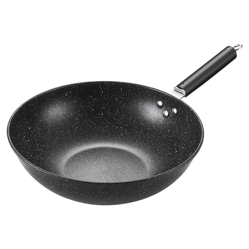 MAXCOOK Non-Stick Wok, 32cm Iron Pan with Wooden Spatula, Compatible with Gas And Induction Stoves, Non-Stick Coating MCC588