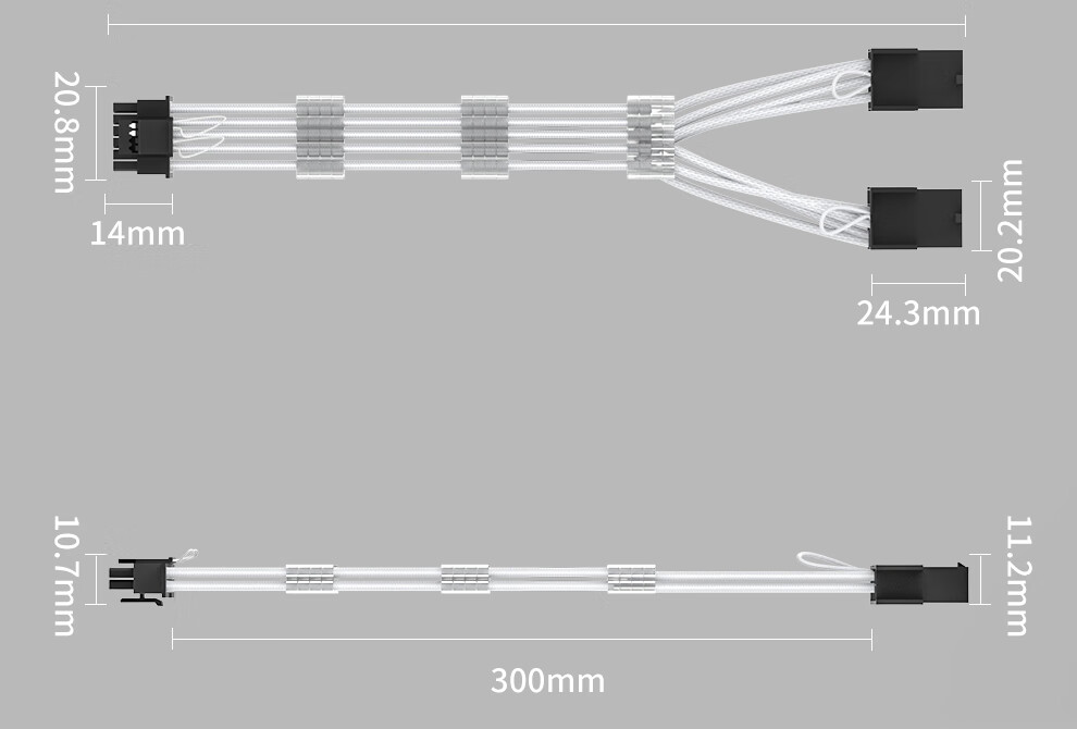 BURLEFRAN 12VHPWR GPU Power Extension Cable 34cm Dual 8Pin to 16Pin (2x8P to 12+4P) 12+4P to 2x8P White 5