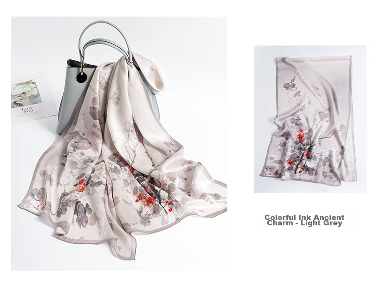 Hangsifu Silk Scarf Shawl Wrap, Autumn And Winter Neck Protection Cloak, Mother's Birthday Gift Box 19