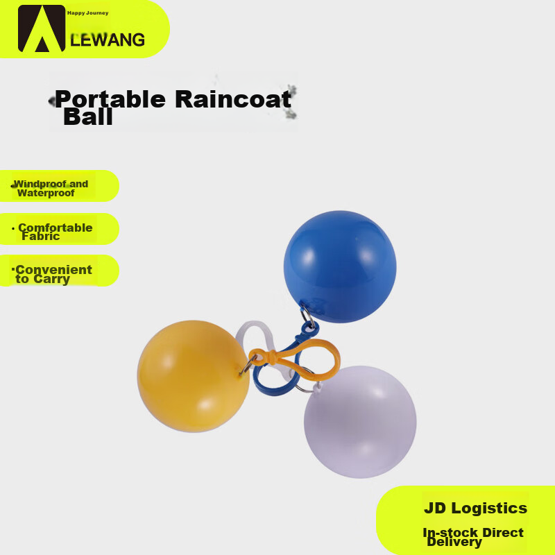 Lewang Outdoor Camping Raincoat, Pack of 3, Portable Outdoor Raincoat Ball, Disposable Raincoat with Keychain, Emergency Raincoat