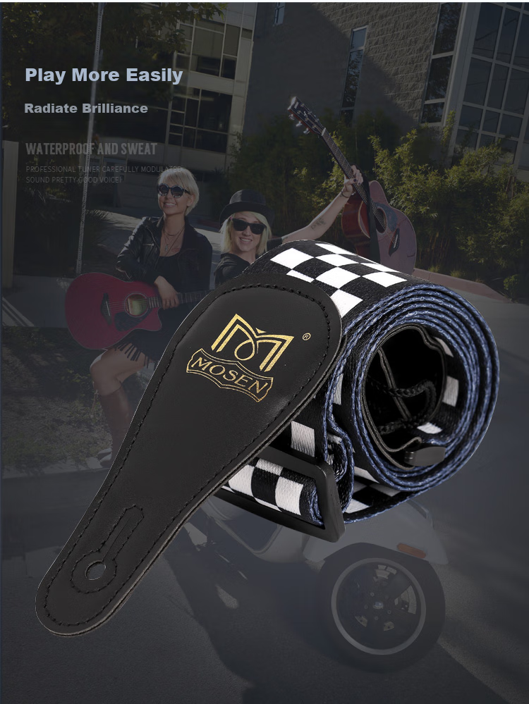 MOSEN MBD01 Leather-Head Thickened Cotton Durable Folk Guitar Strap, Electric Guitar Bass Guitar Acoustic Guitar Strap 7