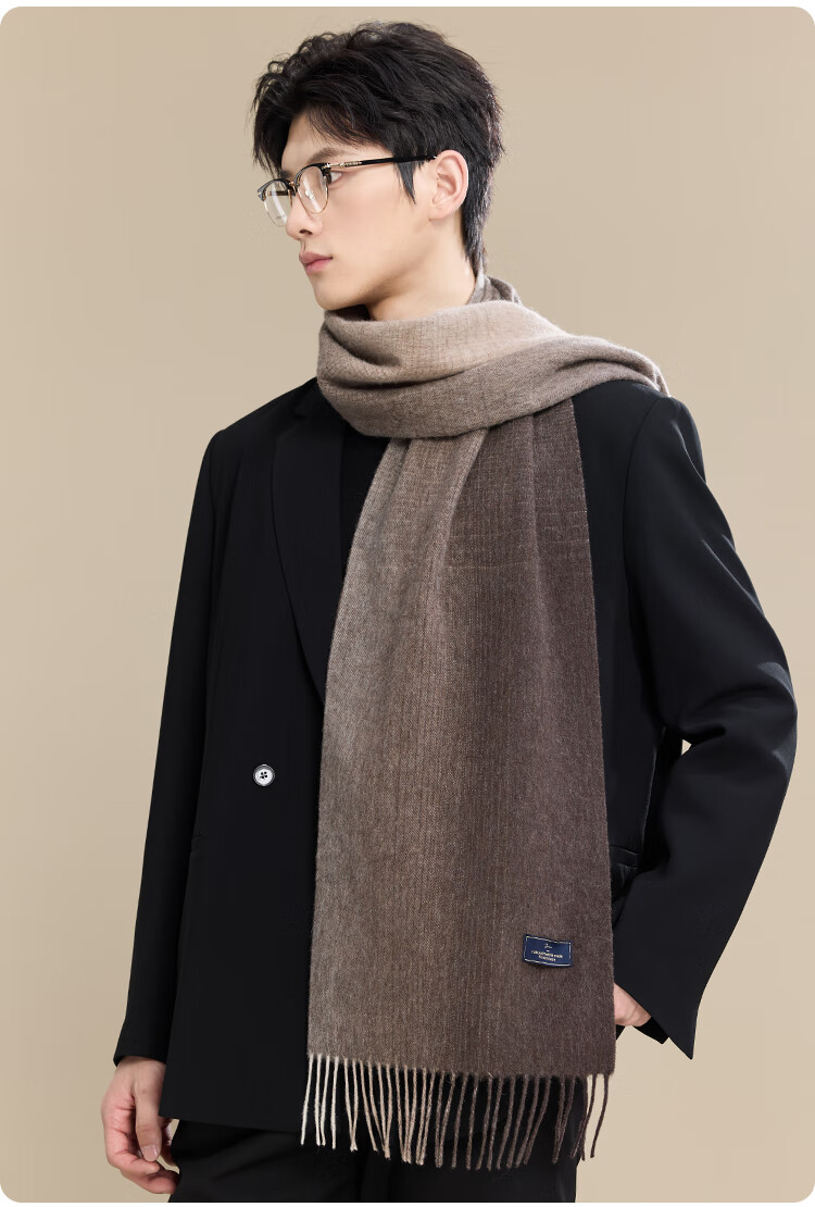 JIUMU Pure Wool Scarf for Men, Autumn And Winter Warm Neck Warmer, Gift for Men, Fathers, Mid-Autumn Festival, Birthday Present, Gift Box Packaging 11