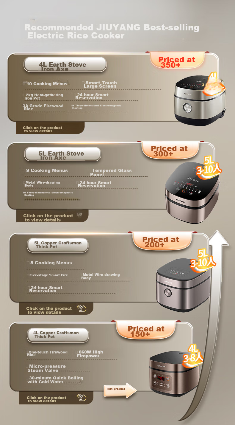 Joyoung Newly Upgraded Crystal Diamond Original Non-Stick Inner Pot, High Power Wood-Fired Rice Cooker, 3L Capacity for 2-3 People, Low Pressure Multi-Function Electric Rice Cooker, NTC Smart Control Quick Cooking Rice, F-30FZ630B 7