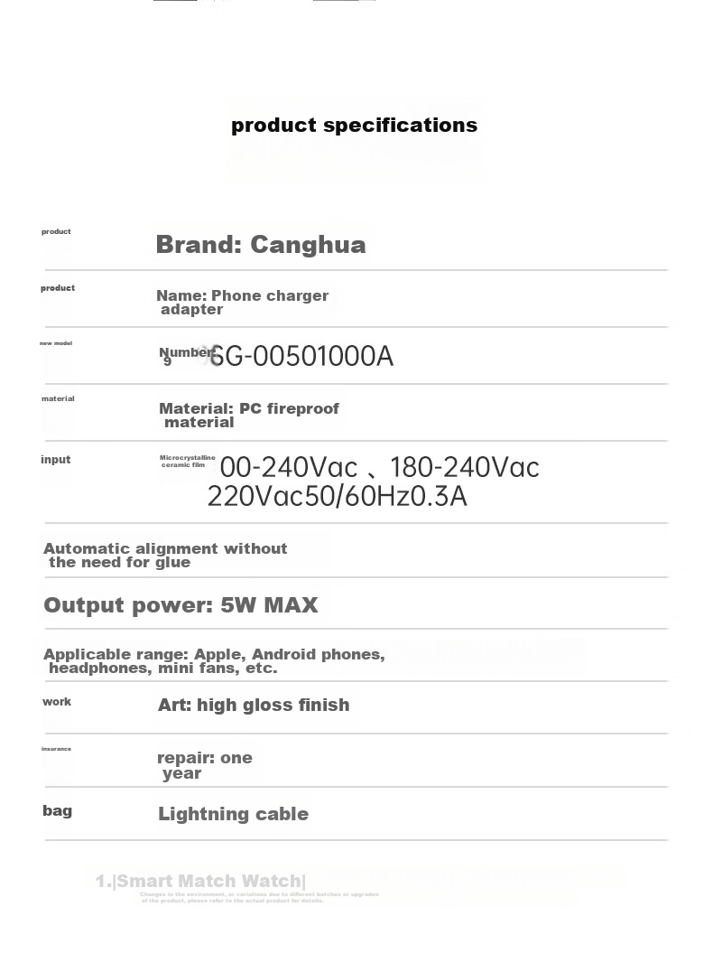 Canghua USB Charging Head, 5V1A Charger, 5W Low Power Slow Charging Plug, Universal for Apple Phones, Huawei Watches, Bracelets, Earphones, Fans, Shavers, Power Adapter 13