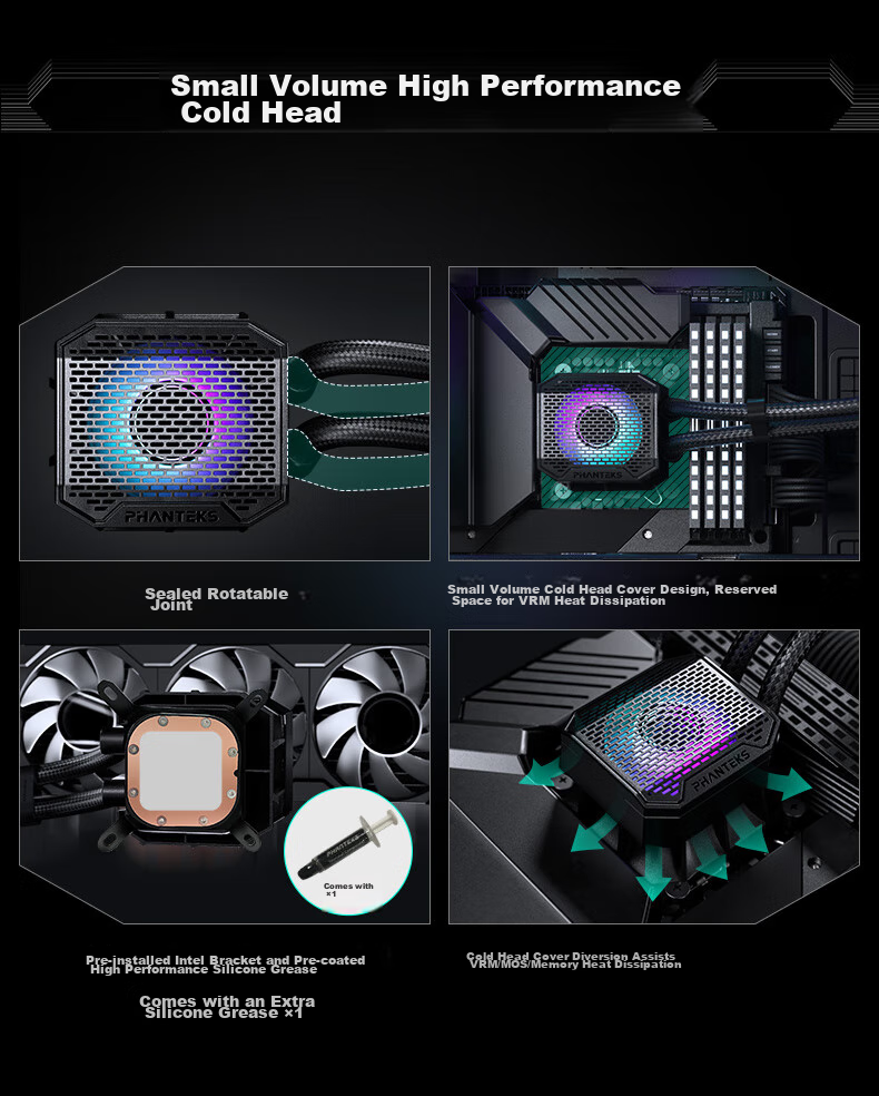 PHANTEKS Ice Spirit M25 White 360 V3 All-In CPU Liquid Cooler (Pre-Installed 3 ARGB Fans, Infinite Mirror, Simplified Cable Management, All-Metal Mounting Brackets) 13