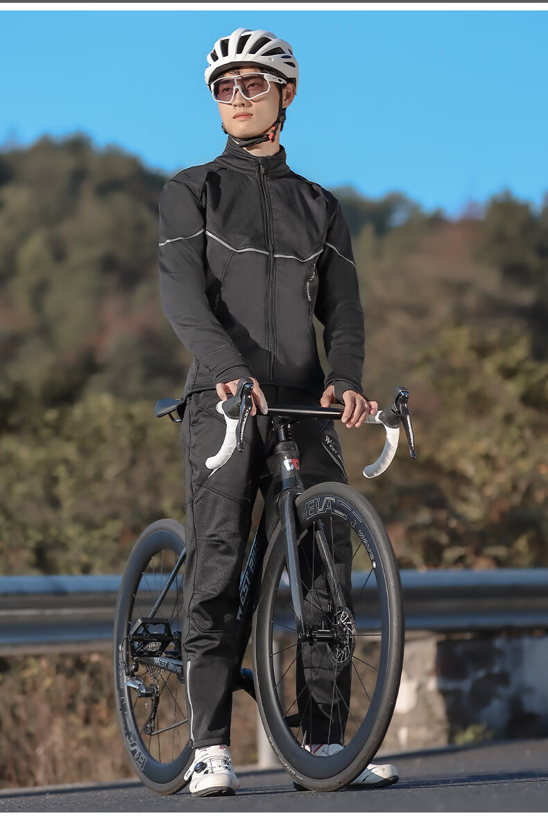 WestBiking WestBiking Autumn And Winter Bicycle Riding Jacket, Long-Sleeve Set, Warm Fleece-Lined Cycling Sportswear 17