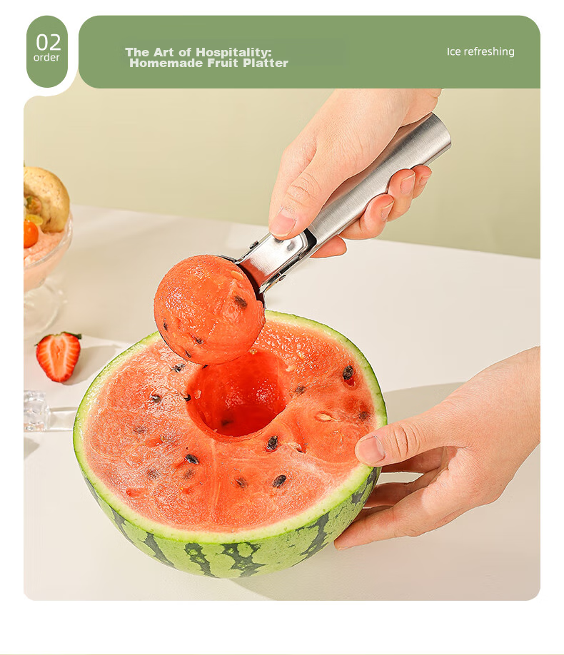 Guangyi Ice Cream Spoon, Popsicle Scoop, Ice Cream Scoop, Watermelon Scoop, Stainless Steel Fruit Baller, GY7914 9