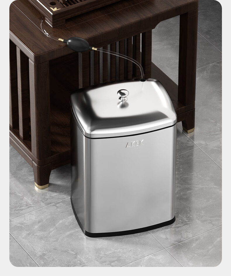AKBK Stainless Steel Tea Water Bucket Trash Can, 8L Black Titanium Gold Tea Residue Bucket, Water Storage Bucket, Dry And Wet Separation Tea Waste Water Bucket 3