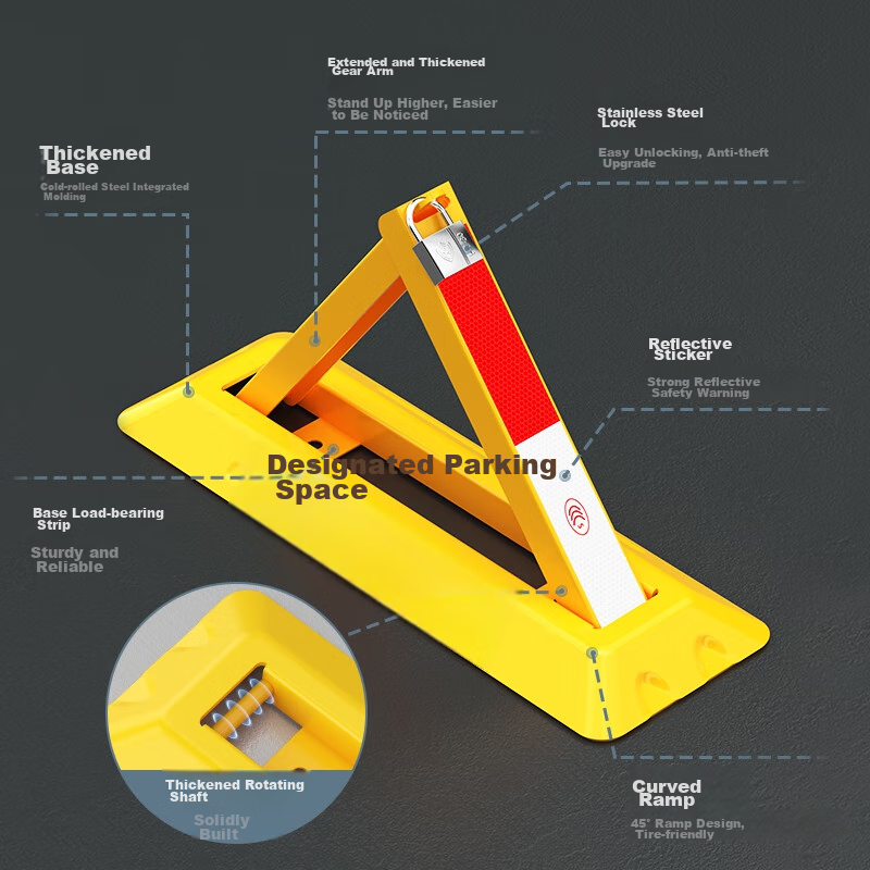 Puda Parking Space Lock, Parking Space Ground Lock, Anti-Occupation Device, Thickened Anti-Collision Triangular Parking Bollard, Garage Ground Lock