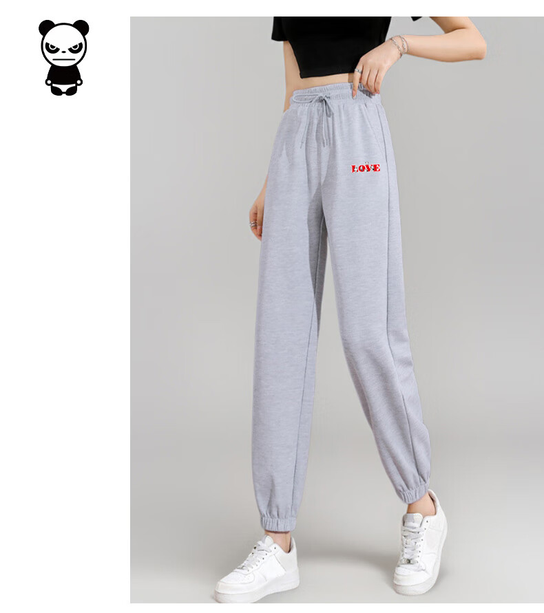 HIPANDA Women's Casual Pants 2025 Autumn Trendy Brand Loose High-Waist Slim Jogger Sweatpants Black L 5