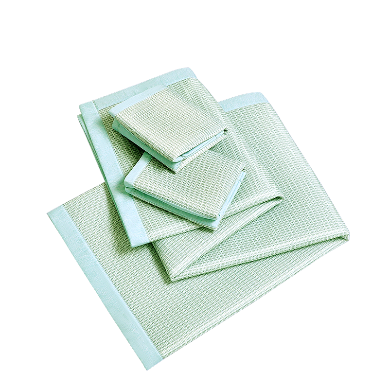 FUANNA Moon Lake A-Class Washable Cooling Printed Mat, Single/double Bed Three-Piece Set, Green 1.5*2m [Foldable]