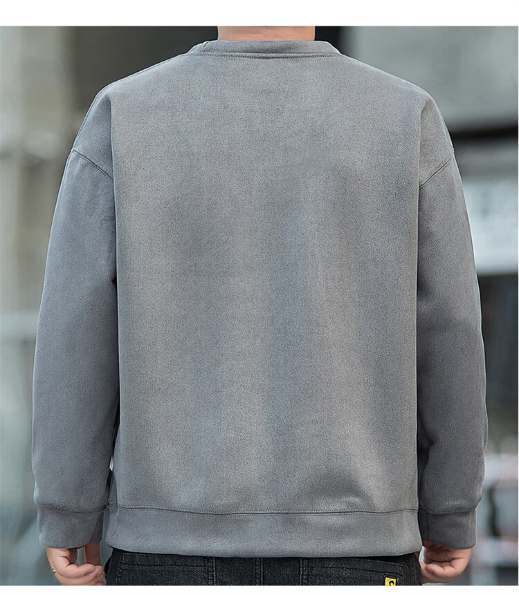 JEEP SPIRIT Men's Sweatshirt, Autumn And Winter Suede Long-Sleeve T-Shirt, Casual Loose Trendy Top for Me 13
