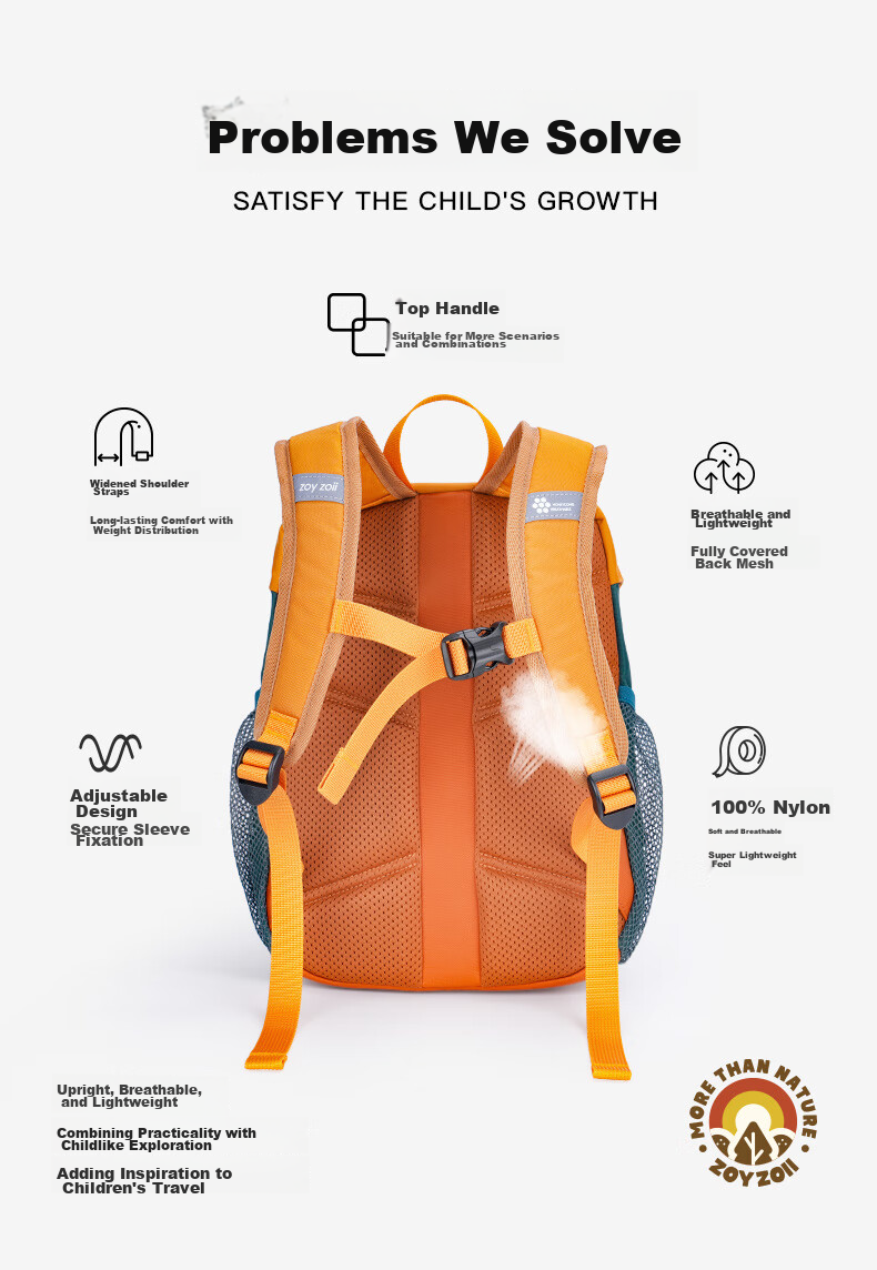Zoy Zoii Children's Backpack, Elementary School Student Backpack, Boys And Girls Outdoor Travel Backpack, 2024 Lightweight Breathable Kids Hiking Bag 15