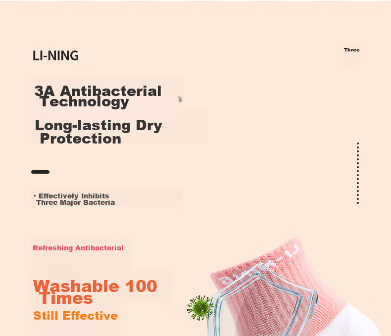 Li-Ning Women's Sports Socks (3 Pairs), Basketball Socks, Summer Running Sports Short Socks, Breathable Sweat-Absorbing Short Cotton Socks 20