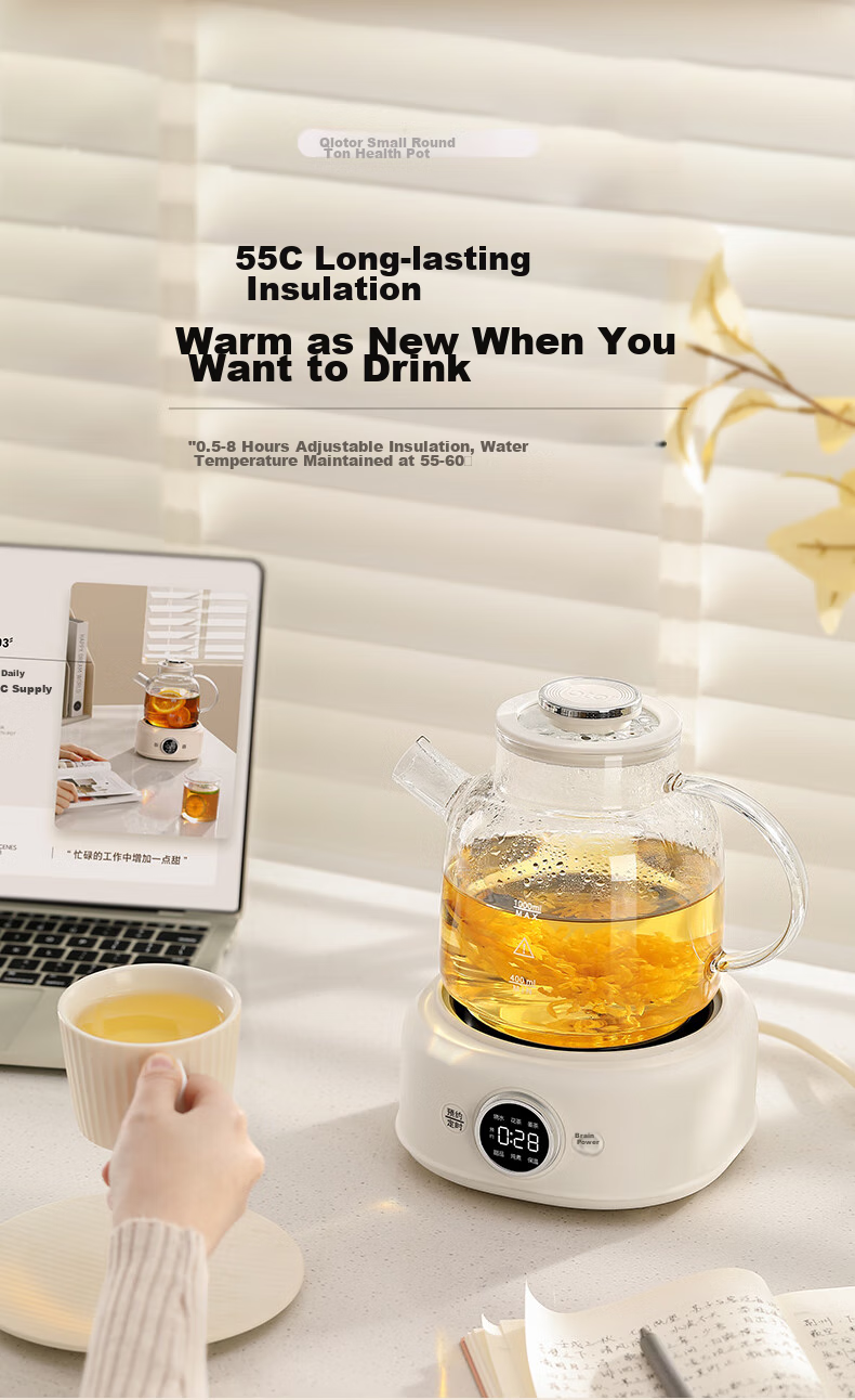 LOTOR Leiduo Health Pot, 1 Liter Full Glass Health Pot, Baby-Grade Material, Mini Kettle, Insulated All-In Automatic Constant Temperature Small Tea Maker 9