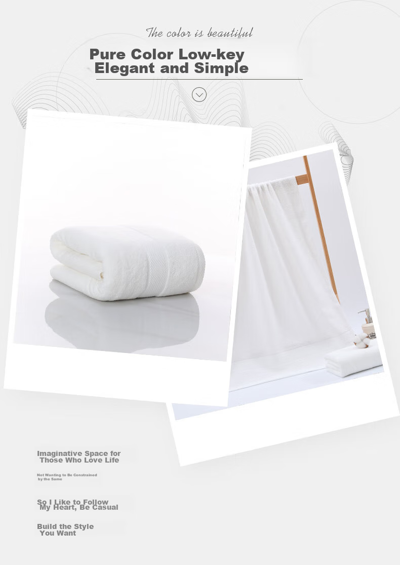 Grace Bath Towel, Class A Antibacterial Pure Cotton, Thickened Five-Star Hotel Towel, Absorbent And Quick-Drying, for Men And Women, 140*70 Cm, White 1