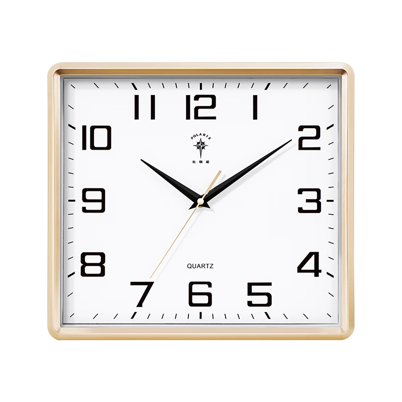 POLARIS Wall Clock, Simple Living Room Timepiece, Square Clock for Wall, New 2025 Quartz Clock Model, 33cm Gold