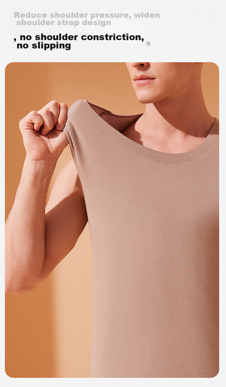 Bejirog 100% Wool Men's Thermal Vest, Fleece-Lined Thick Undershirt, Sleeveless Undershirt Vest for Heat Generation And Warmth 14