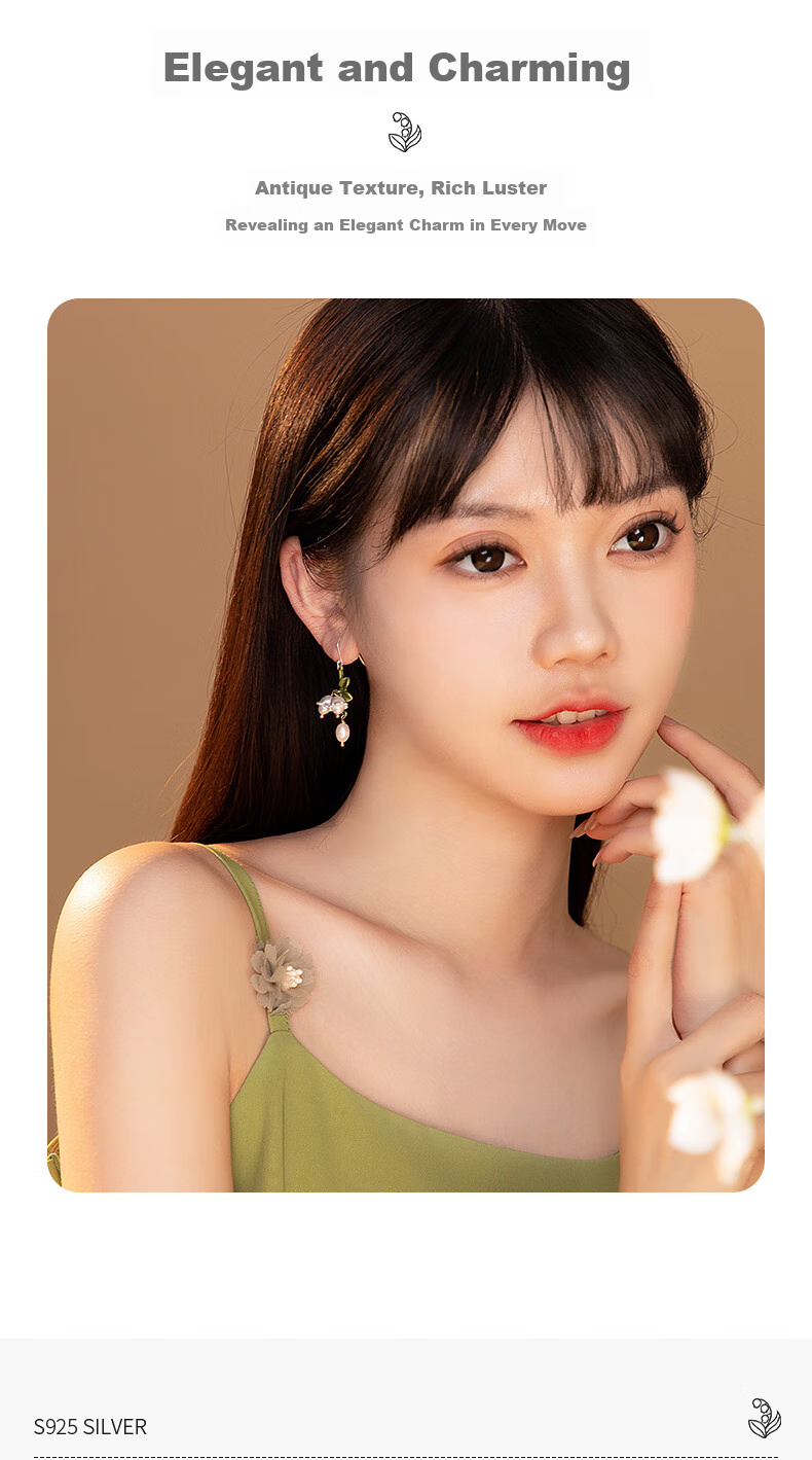 MOLADY Pearl Earrings for Women, 2026 New Style Silver Needle Lily of The Valley Earrings, Gift for Best Friends' Anniversary Birthday Present for Girlfriend Or Wife 3