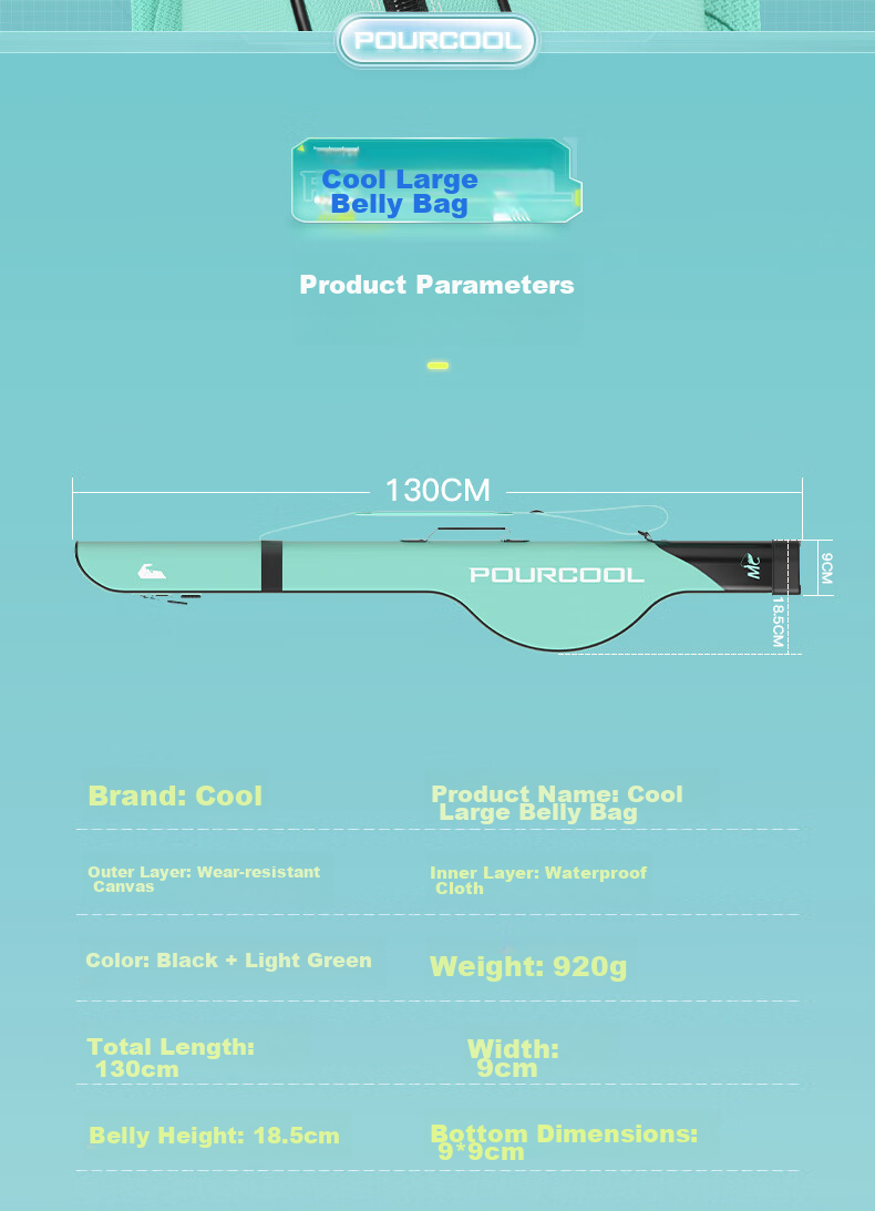 JIADIAONI Large Belly Bag for Fishing Rods And Tackle, Sea Rod Storage Bag, Specialized Canvas Lure Bag, No-Disassembly Reel 9