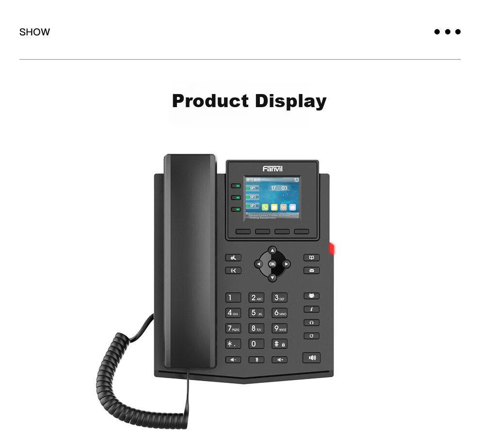 Fanvil X303W SIP Telephone with Color Display Screen, HD Voice Quality, Six-Way Conference, And Network Phone System 12